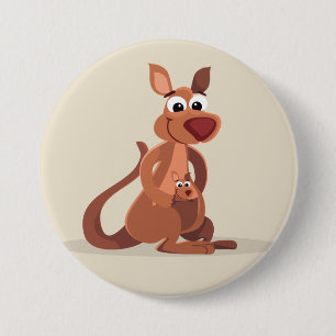 Badge Rond 7,6 Cm Kangourou Animé mignon