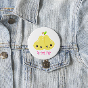 Badge Rond 7,6 Cm Kawaii Pear Couple Parfait Paire Funny Pun