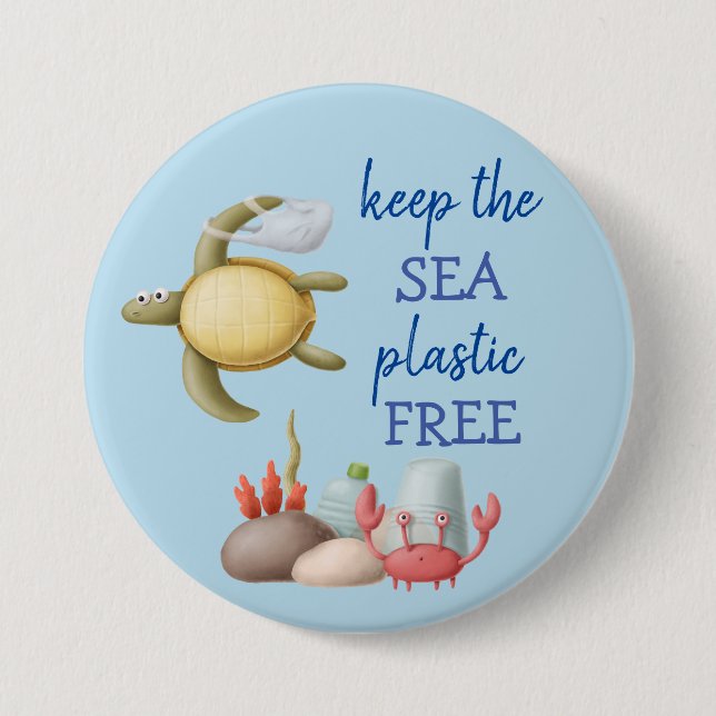 Badge Rond 7,6 Cm Keep the Sea Plastic Free (Devant)