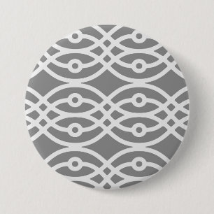 Badge Rond 7,6 Cm Kimono, gris foncé et gris argenté