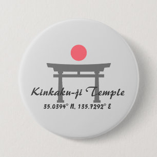 Badge Rond 7,6 Cm Kinkaku-ji Temple Latitude  Longitude 