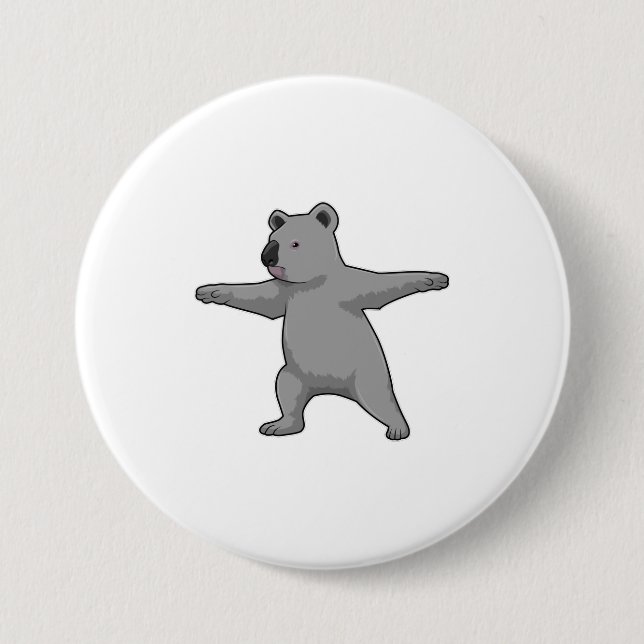 Badge Rond 7,6 Cm Koala ours au Yoga Fitness (Devant)
