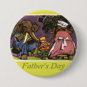Badge Rond 7,6 Cm La famille des éléphants -