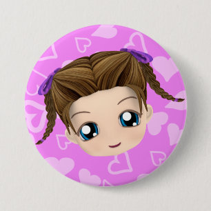 Badge Rond 7,6 Cm La fille mignonne de Chibi collant la langue se