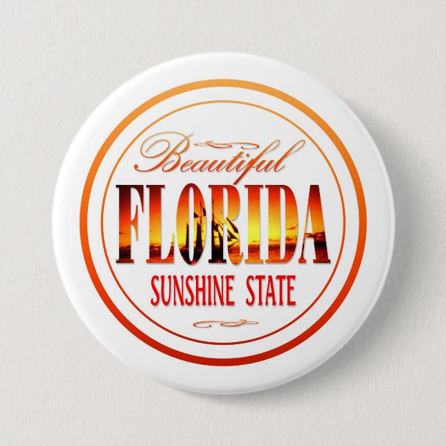Badge Rond 7,6 Cm La Floride Etats-Unis (Devant)