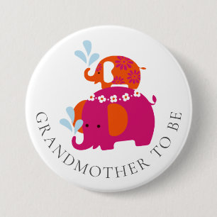 Badge Rond 7,6 Cm La grand-mère de l'Baby shower de l'éléphant