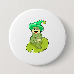 Badge Rond 7,6 Cm La grenouille en magie avec baguette magique