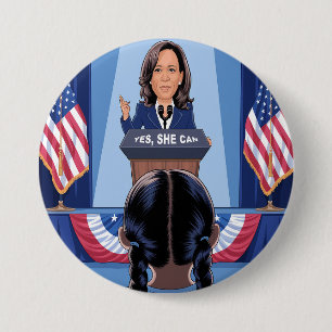 Badge Rond 7,6 Cm LA NIECE DE KAMALA HARRIS - OUI, ELLE PEUT Bouton