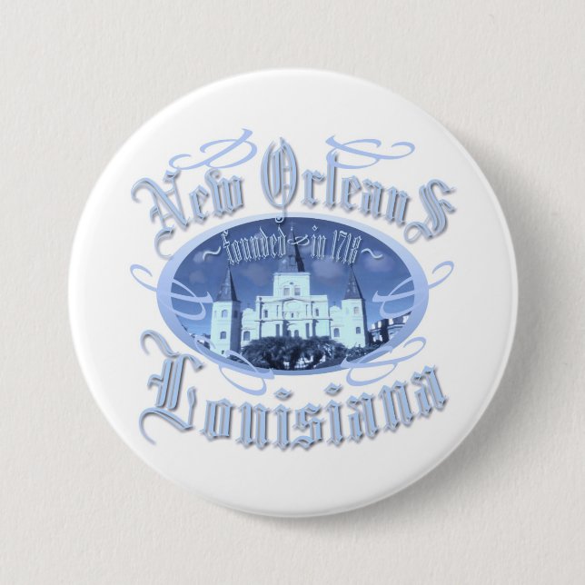 Badge Rond 7,6 Cm La Nouvelle-Orléans Louisiane (Devant)
