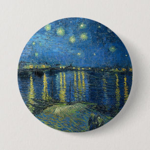 Badge Rond 7,6 Cm La nuit étoilée de Van Gogh sur le Rhône