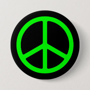 Badge Rond 7,6 Cm La paix vert clair se connectent Pinback noir