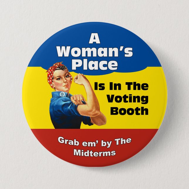 BADGE ROND 7,6 CM LA PLACE D'UNE FEMME (Devant)