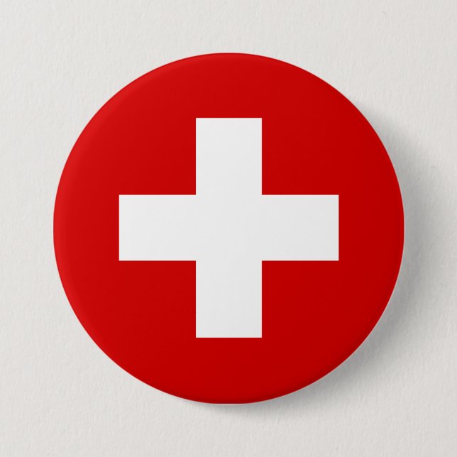 Badge Rond 7,6 Cm La qualité du drapeau suisse (Devant)