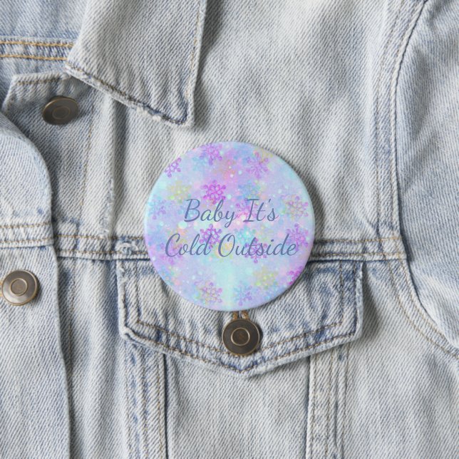 Badge Rond 7,6 Cm Laisser les boutons Neige (En situation)