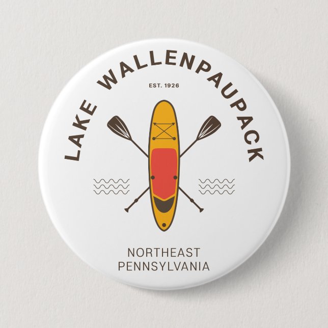 Badge Rond 7,6 Cm Lake Wallenpaupack Pennsylvania Paddle Boarding (Devant)