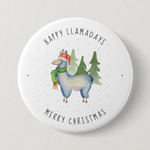 Badge Rond 7,6 Cm Lama de Noël