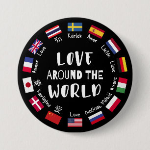 Badge Rond 7,6 Cm L'amour autour des langues du monde