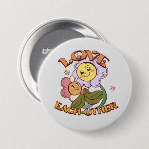 Badge Rond 7,6 Cm L'amour l'un l'autre - Fleur mignonne et vibrante