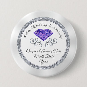 Badge Rond 7,6 Cm L'anniversaire customisé d'améthyste favorise