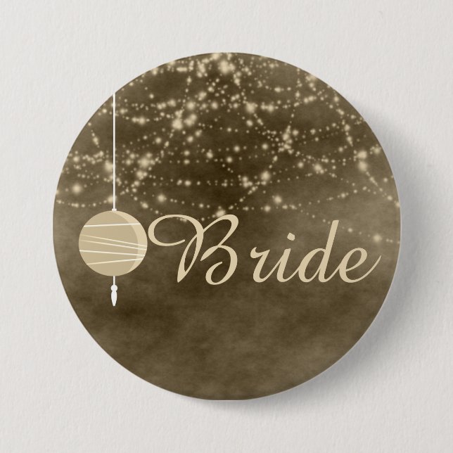 Badge Rond 7,6 Cm Lanternes en ivoire de mariée (Devant)