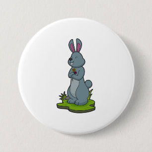 Badge Rond 7,6 Cm Lapin aux fleurs