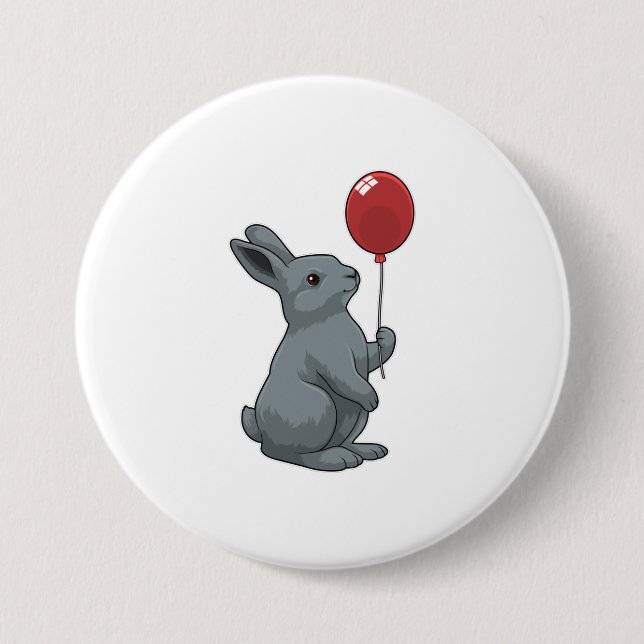 Badge Rond 7,6 Cm Lapin avec ballon (Devant)