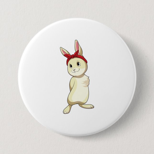 Badge Rond 7,6 Cm Lapin avec Bandana (Devant)