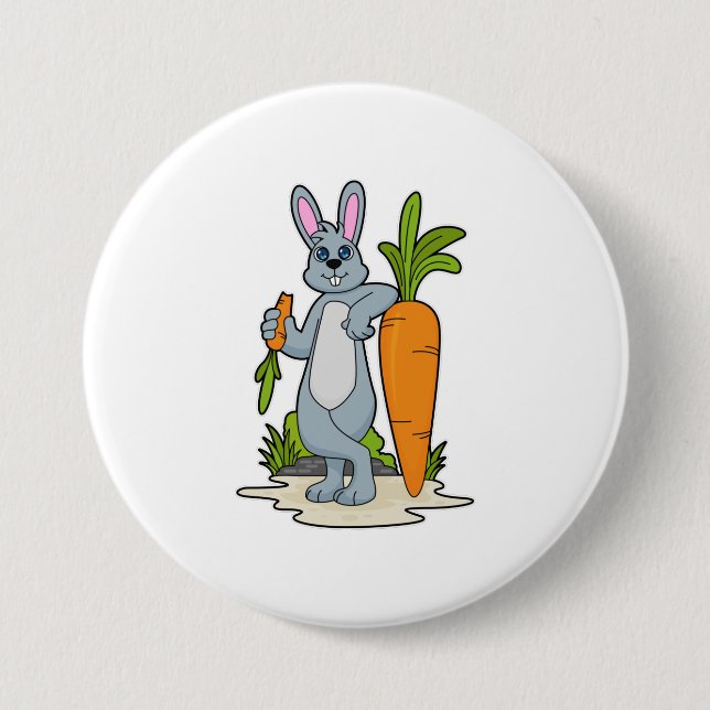 Badge Rond 7,6 Cm Lapin avec carotte (Devant)