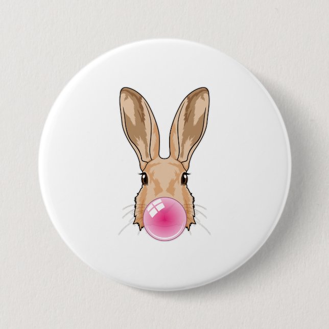 Badge Rond 7,6 Cm Lapin avec gomme à mâcher (Devant)