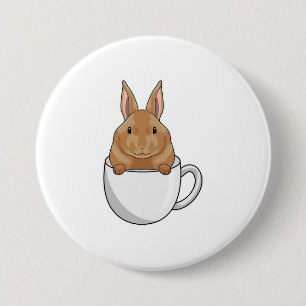 Badge Rond 7,6 Cm Lapin avec la coupe de café