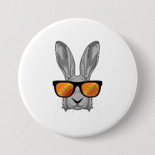 Badge Rond 7,6 Cm Lapin avec lunettes de soleil