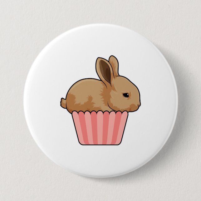 Badge Rond 7,6 Cm Lapin avec muffin (Devant)