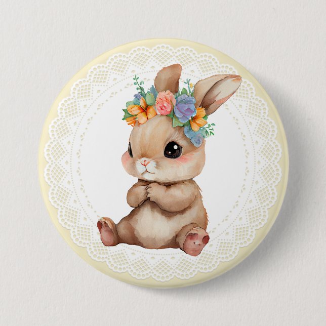 Badge Rond 7,6 Cm Lapin bébé (Devant)