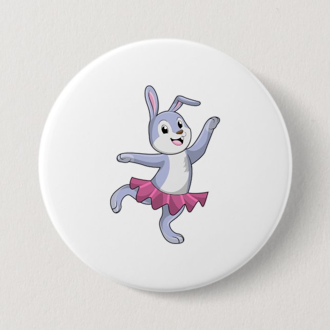 Badge Rond 7,6 Cm Lapin comme Ballerina au Ballet (Devant)