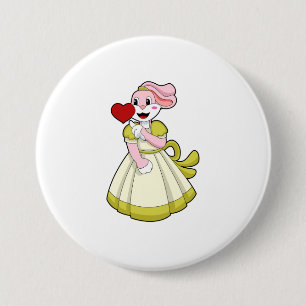 Badge Rond 7,6 Cm Lapin en fiancée avec une robe de mariée.PNG
