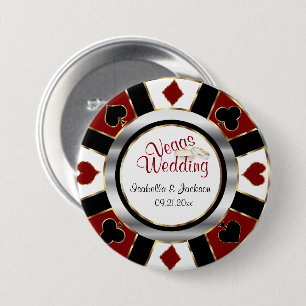Badge Rond 7,6 Cm Las Vegas Style Mariage noir rouge et or