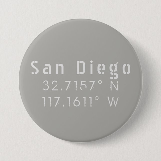 Badge Rond 7,6 Cm Latitude de San Diego Longitude (Devant)
