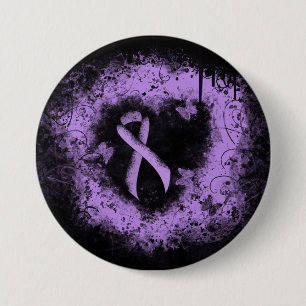Badge Rond 7,6 Cm Lavande Sensibilisation Ruban Grunge Coeur