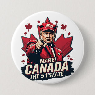 Badge Rond 7,6 Cm Le Canada le 51e État Trump Canadien