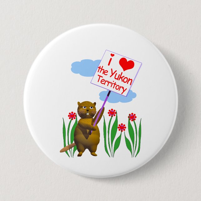 Badge Rond 7,6 Cm Le castor canadien aime le Yukon (Devant)