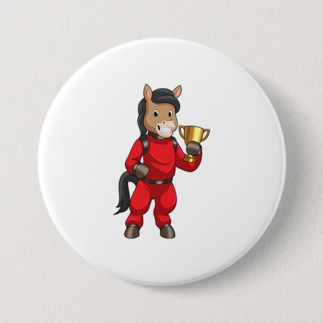 Badge Rond 7,6 Cm Le champion de Horse (Devant)