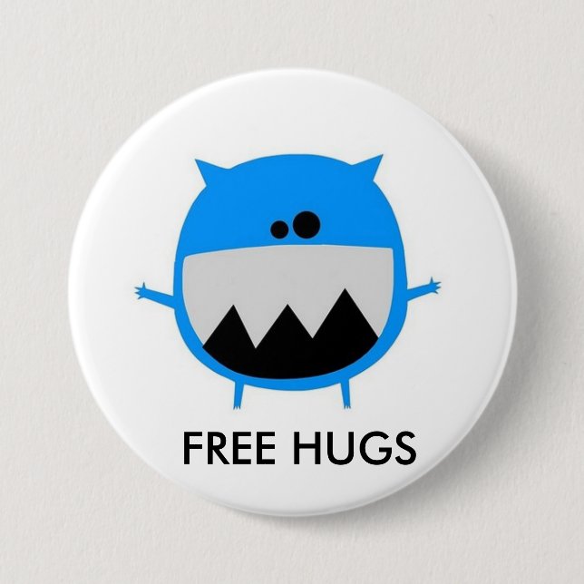 Badge Rond 7,6 Cm le cutebluemonster, LIBÈRENT DES ÉTREINTES (Devant)