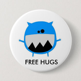 Badge Rond 7,6 Cm le cutebluemonster, LIBÈRENT DES ÉTREINTES