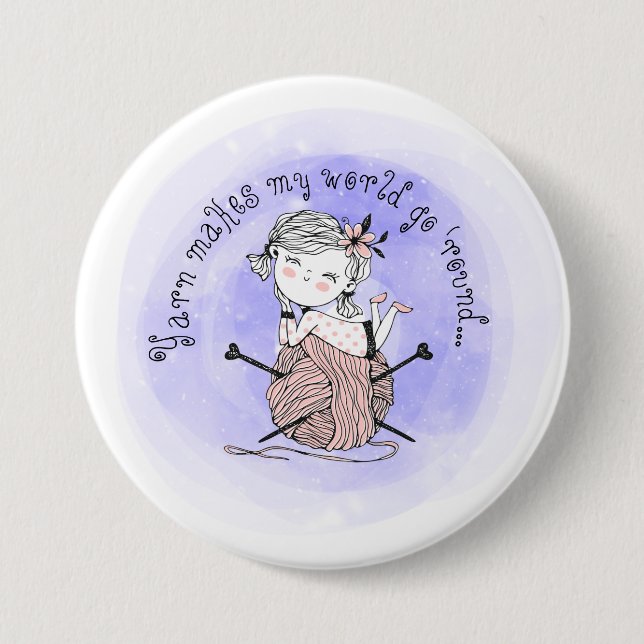 Badge Rond 7,6 Cm Le fil fait mon monde (Devant)