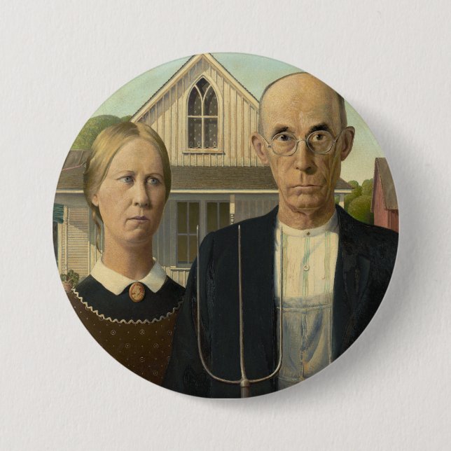 Badge Rond 7,6 Cm Le gothique américain du bois (Devant)