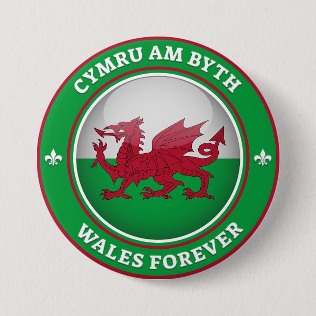 Badge Rond 7,6 Cm Le Pays de Galles (Devant)