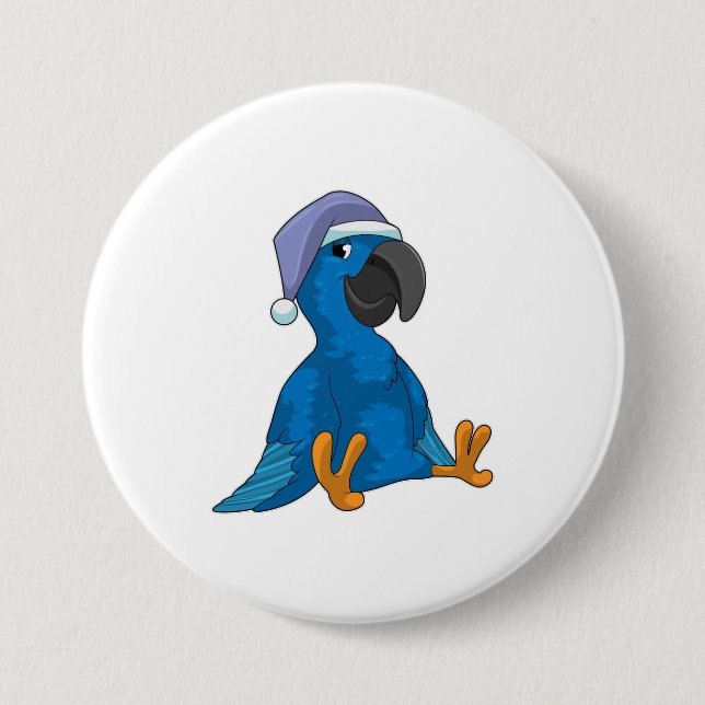 Badge Rond 7,6 Cm Le perroquet au coucher avec casquette (Devant)