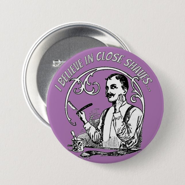 Badge Rond 7,6 Cm Le rasage classique d'un homme (Devant & derrière)