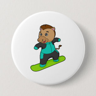 Badge Rond 7,6 Cm Le snowboarder de Horse