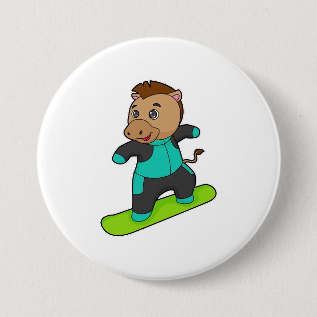 Badge Rond 7,6 Cm Le snowboarder de Horse (Devant)